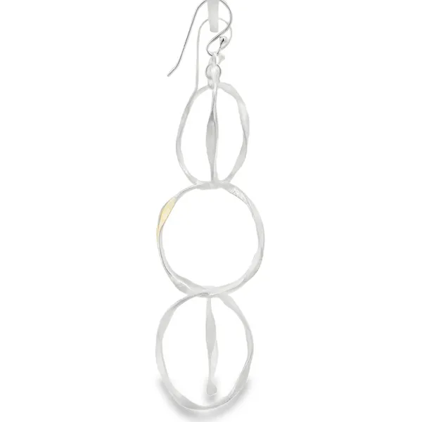 Sterling Silver Satin 3 Free Form Circle Earrings Image 2 Erica DelGardo Jewelry Designs Houston, TX