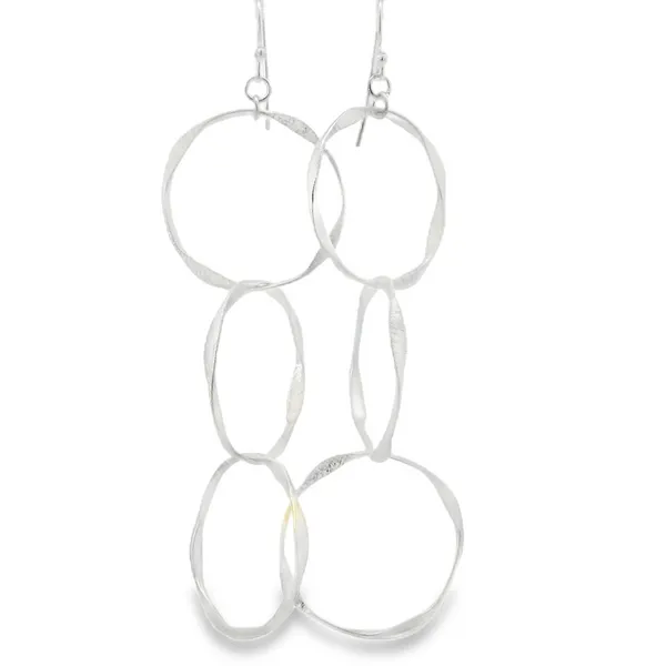 Sterling Silver Satin 3 Free Form Circle Earrings Erica DelGardo Jewelry Designs Houston, TX