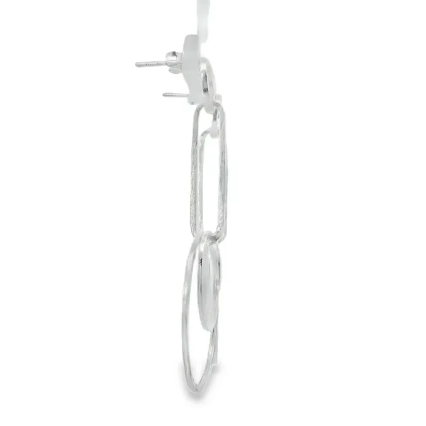 Sterling Silver Hammered Long Triple Link Earrings Image 2 Erica DelGardo Jewelry Designs Houston, TX
