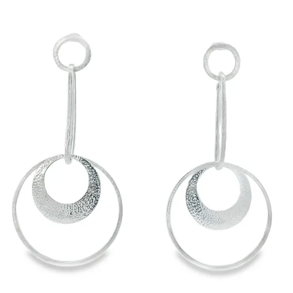 Sterling Silver Hammered Long Triple Link Earrings Erica DelGardo Jewelry Designs Houston, TX