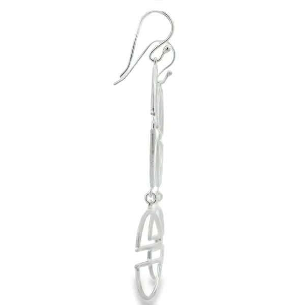 Sterling Silver Satin Long Geometric Circle Earrings Image 2 Erica DelGardo Jewelry Designs Houston, TX