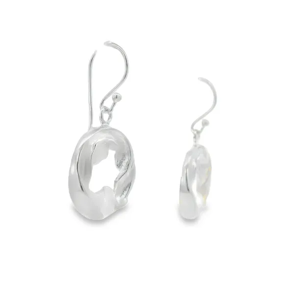 Sterling Silver Small Crumpled Circle Earrings Image 2 Erica DelGardo Jewelry Designs Houston, TX