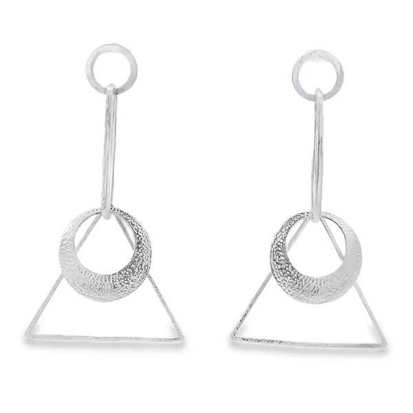 Sterling Silver Circle & Triangle Earrings Erica DelGardo Jewelry Designs Houston, TX