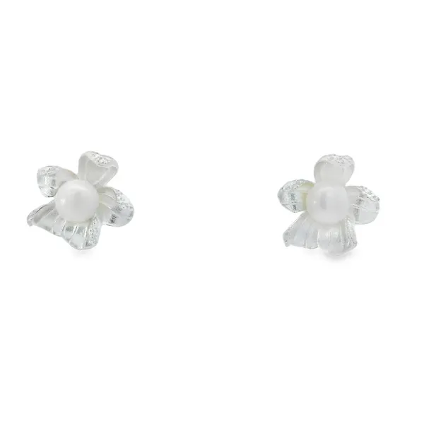 Sterling Silver Curled Flower w/ FWP Earrings Erica DelGardo Jewelry Designs Houston, TX