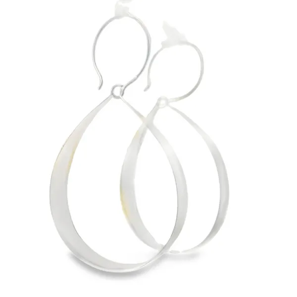 Sterling Silver Large Satin & Polished Loop Earrings Image 2 Erica DelGardo Jewelry Designs Houston, TX