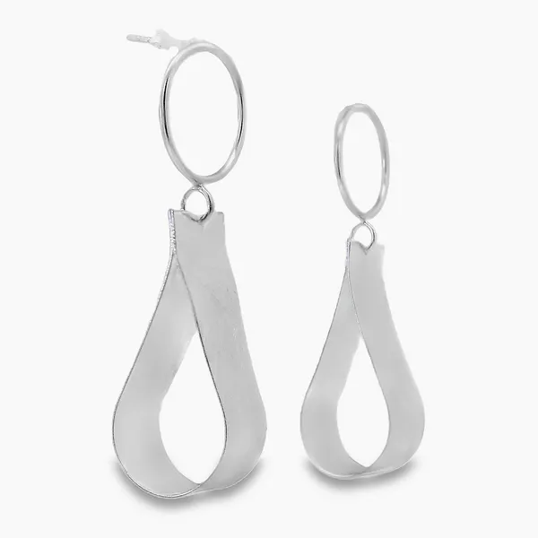 Sterling Silver Satin & Polished Small Loop w/ Circle Earrings Image 2 Erica DelGardo Jewelry Designs Houston, TX