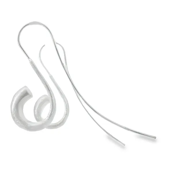 Sterling Silver Satin Curled Hook Earrings Image 2 Erica DelGardo Jewelry Designs Houston, TX