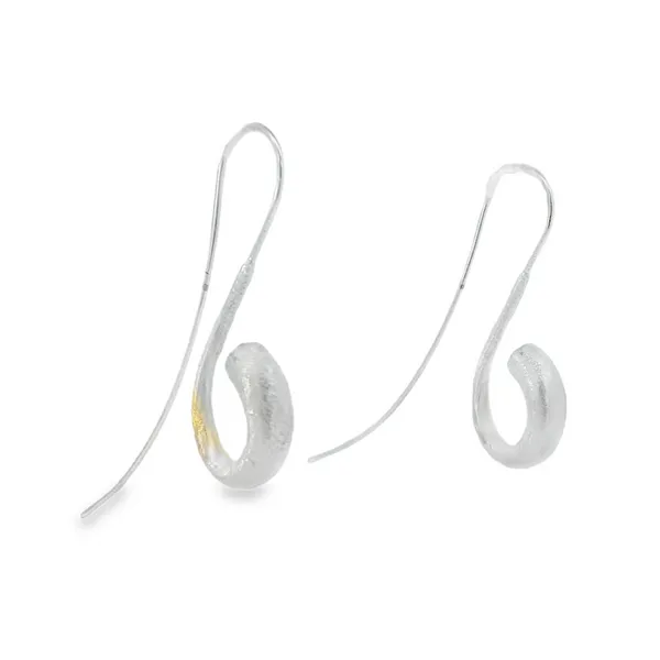 Sterling Silver Satin Curled Hook Earrings Image 3 Erica DelGardo Jewelry Designs Houston, TX