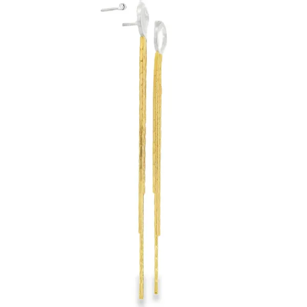 Gold Plated Sterling Silver Two Tone Multi Shoe String Earrings Image 2 Erica DelGardo Jewelry Designs Houston, TX