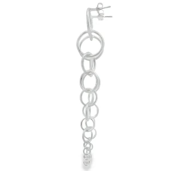 Sterling Silver Satin Graduated Circle Earrings Image 2 Erica DelGardo Jewelry Designs Houston, TX