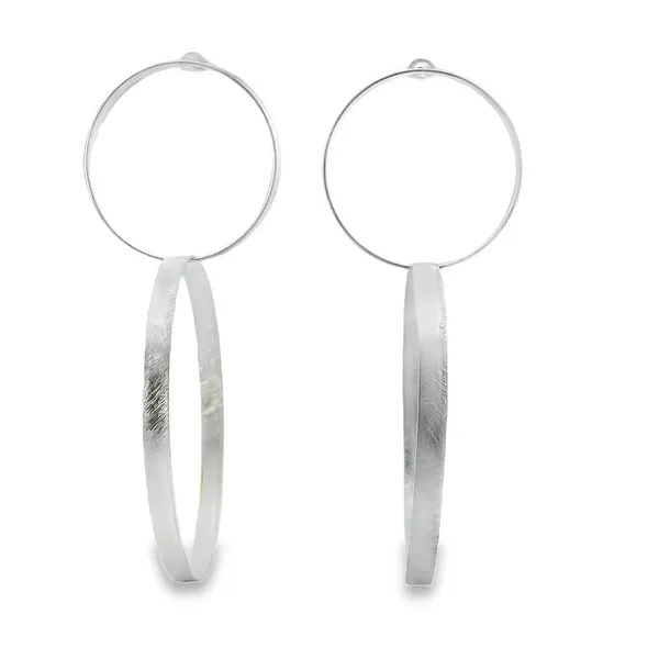 Sterling Silver Satin 2 Giant Circle Earrings Erica DelGardo Jewelry Designs Houston, TX
