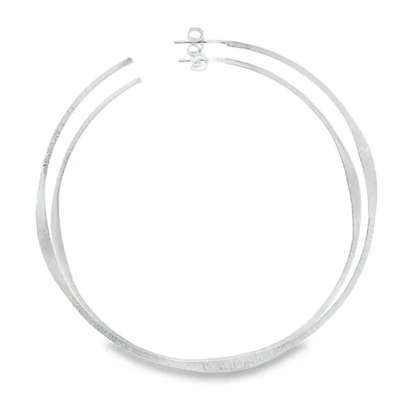 Sterling Silver Satin Giant Flat & Square Hoops Erica DelGardo Jewelry Designs Houston, TX