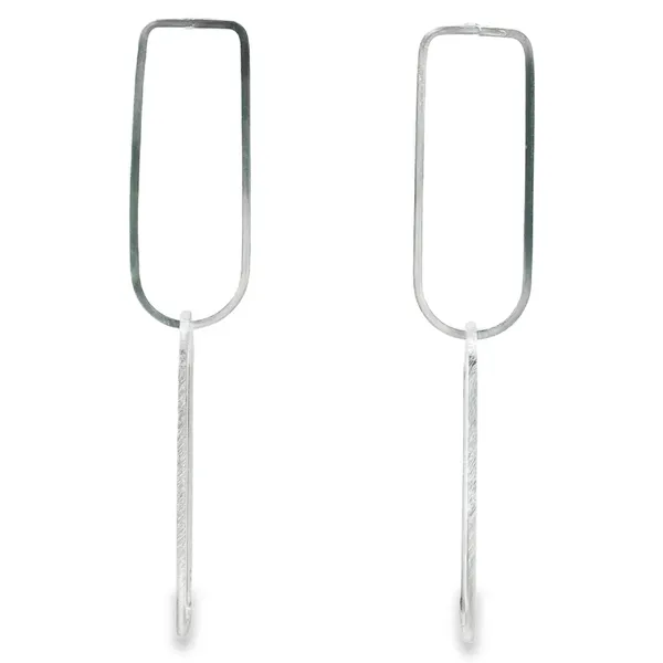 Sterling Silver Satin Double Elongated Semi Circle Earrings Erica DelGardo Jewelry Designs Houston, TX