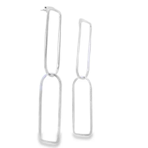 Sterling Silver Satin Double Elongated Semi Circle Earrings Image 2 Erica DelGardo Jewelry Designs Houston, TX