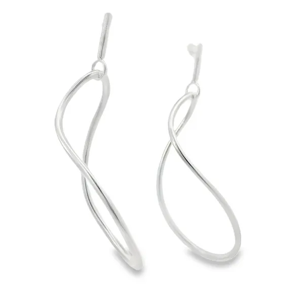 Sterling Silver Bent Oval Earrings Image 2 Erica DelGardo Jewelry Designs Houston, TX