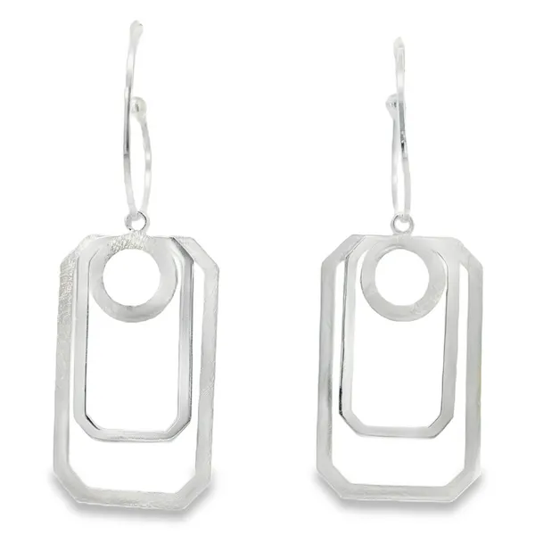 Sterling Silver Circle & Octagon Dangle Earrings Erica DelGardo Jewelry Designs Houston, TX
