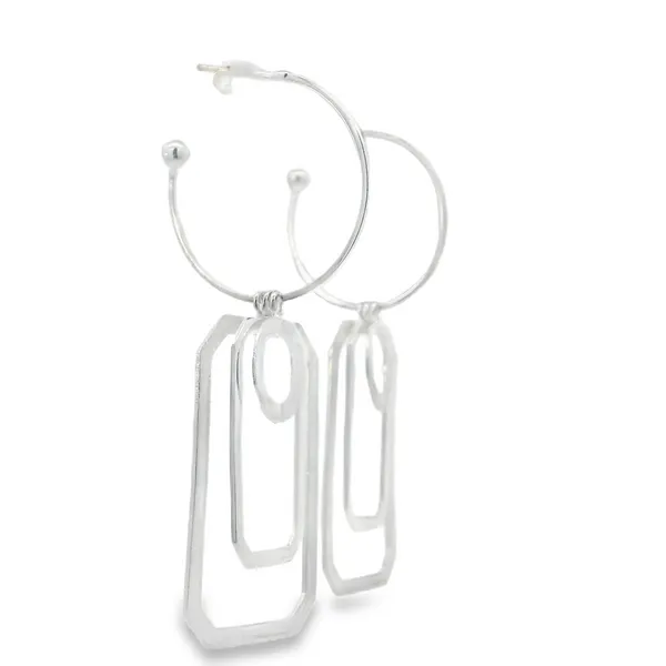 Sterling Silver Circle & Octagon Dangle Earrings Image 2 Erica DelGardo Jewelry Designs Houston, TX