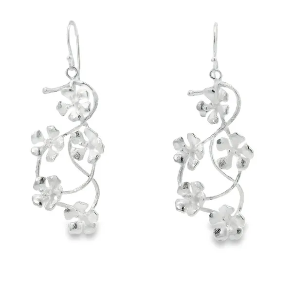 Sterling Silver Flowers on the Vine Earrings Erica DelGardo Jewelry Designs Houston, TX