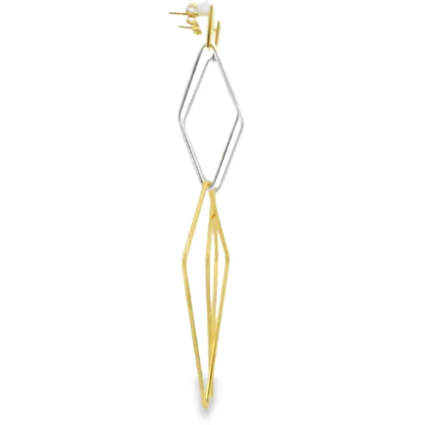 Gold Plated Sterling Silver Large Geometric Earrings Image 2 Erica DelGardo Jewelry Designs Houston, TX
