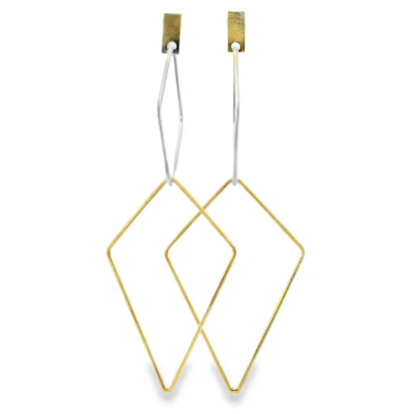 Gold Plated Sterling Silver Large Geometric Earrings Erica DelGardo Jewelry Designs Houston, TX