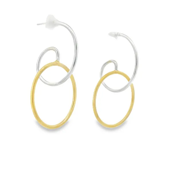 Gold Plated Sterling Silver Twisted Circle Earrings Image 2 Erica DelGardo Jewelry Designs Houston, TX