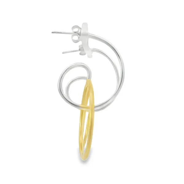 Gold Plated Sterling Silver Twisted Circle Earrings Image 3 Erica DelGardo Jewelry Designs Houston, TX