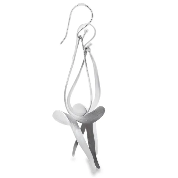 Patina Sterling Silver Sharp Ribbon Earrings Image 2 Erica DelGardo Jewelry Designs Houston, TX