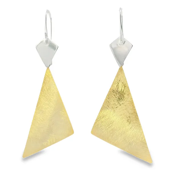 Gold Plated Sterling Silver Large Triangle Earrings Erica DelGardo Jewelry Designs Houston, TX