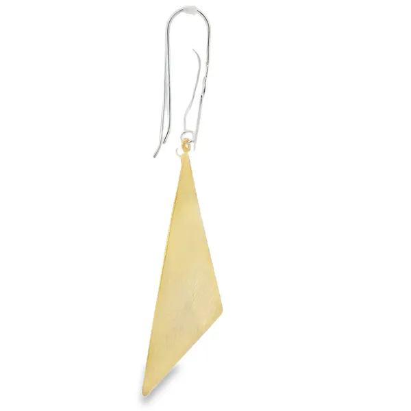 Gold Plated Sterling Silver Large Triangle Earrings Image 2 Erica DelGardo Jewelry Designs Houston, TX