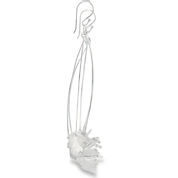 Sterling Silver Large Hanging Flower & Leaf Earrings Image 2 Erica DelGardo Jewelry Designs Houston, TX