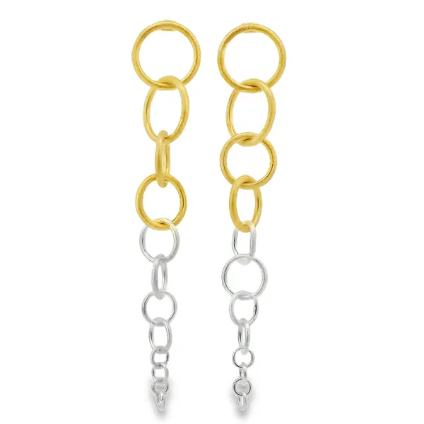 Gold Plated Sterling Silver Two Tone Graduated Circle Earrings Erica DelGardo Jewelry Designs Houston, TX