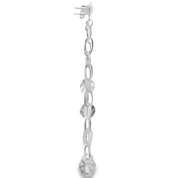 Sterling Silver Extra Long Textured Flat Link Earrings Image 2 Erica DelGardo Jewelry Designs Houston, TX