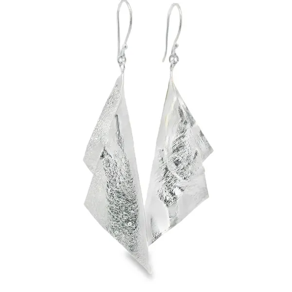 Sterling Silver Large Curled Geometric Earrings Erica DelGardo Jewelry Designs Houston, TX