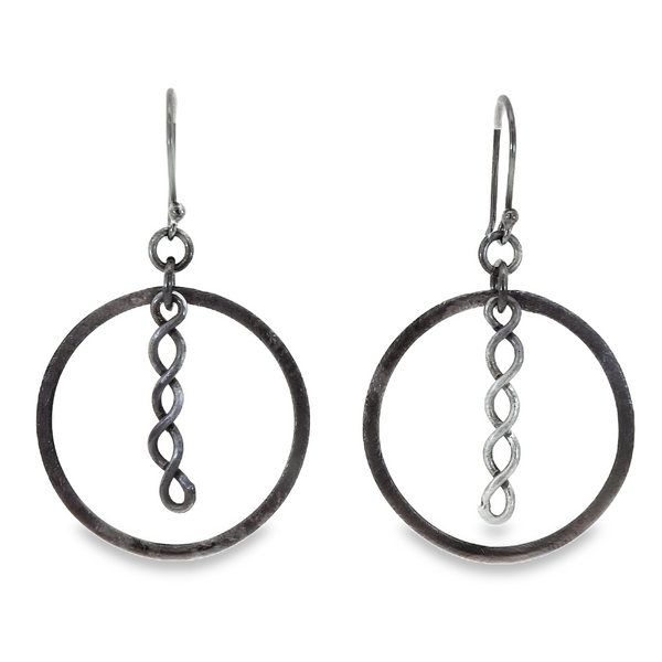 Sterling Silver Black Rhodium Circle Earrings Erica DelGardo Jewelry Designs Houston, TX