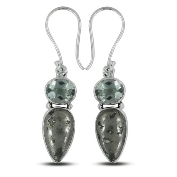 S.S. Pyrite & Green Amethyst Earrings Erica DelGardo Jewelry Designs Houston, TX