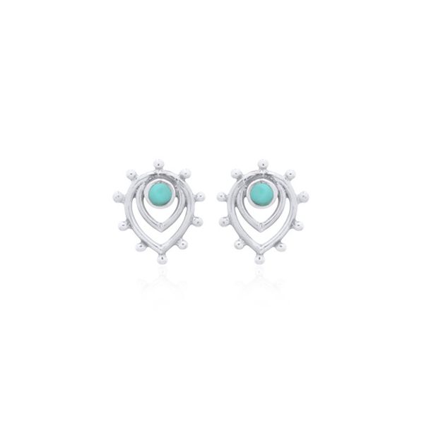 Sterling Silver Turquoise Small Tear Drop Mandala Earrings Erica DelGardo Jewelry Designs Houston, TX