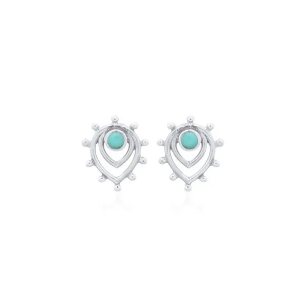 Sterling Silver Turquoise Small Tear Drop Mandala Earrings Erica DelGardo Jewelry Designs Houston, TX