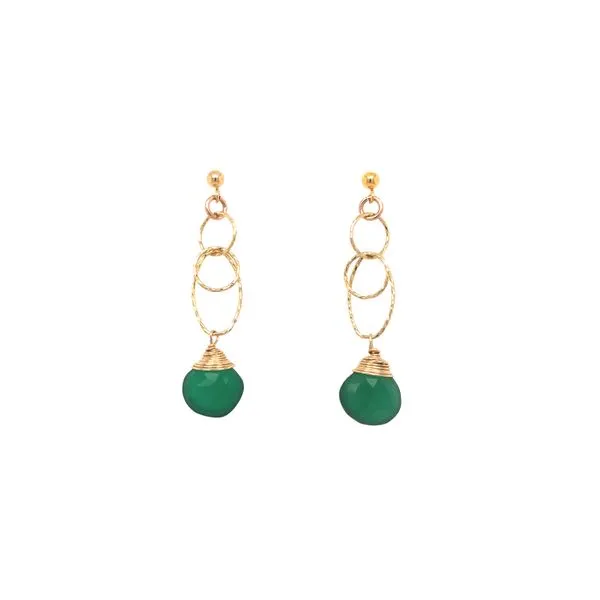 14KY Gold-Filled Green Onyx Multi-Circle Earrings Erica DelGardo Jewelry Designs Houston, TX