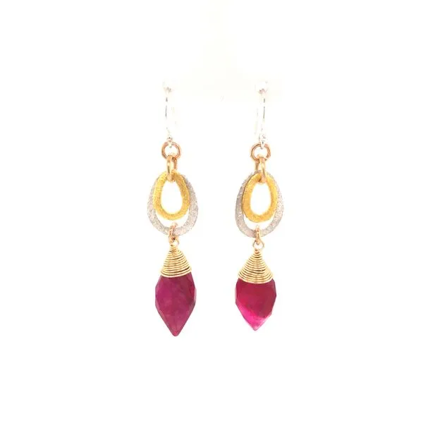 Sterling Silver Ruby Moonstone Briolette Earrings Erica DelGardo Jewelry Designs Houston, TX