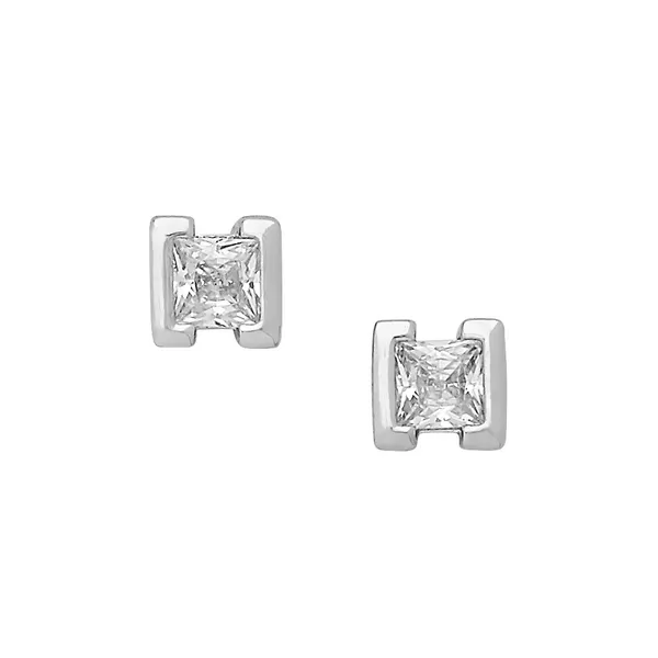 Rhodium Finish Square CZ Stud Earrings Erica DelGardo Jewelry Designs Houston, TX