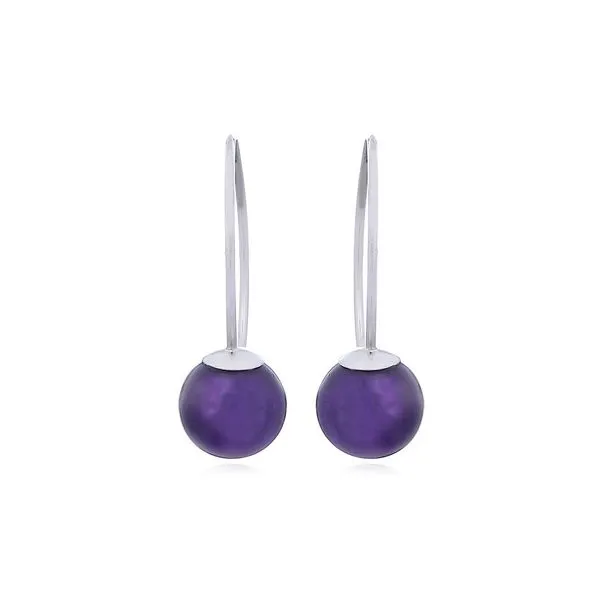 S.S. Amethyst Sphere Drop Earrings Erica DelGardo Jewelry Designs Houston, TX