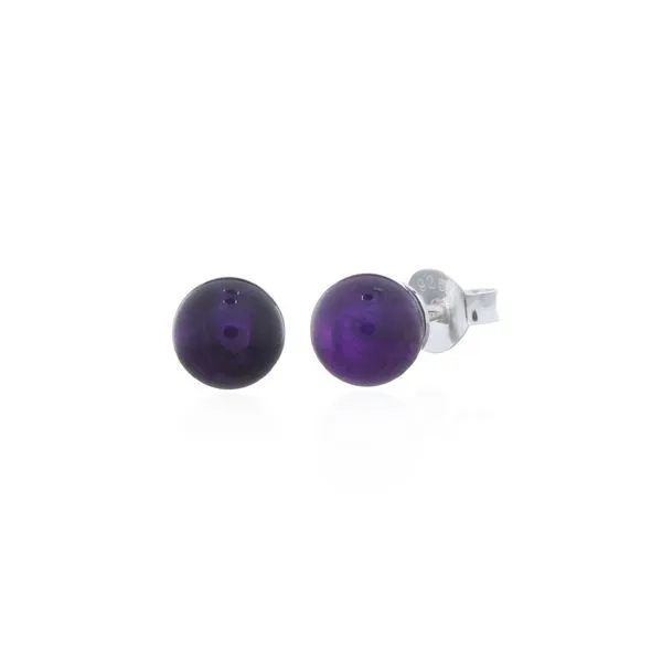 Sterling Silver Small Amethyst Sphere Stud Earrings Erica DelGardo Jewelry Designs Houston, TX