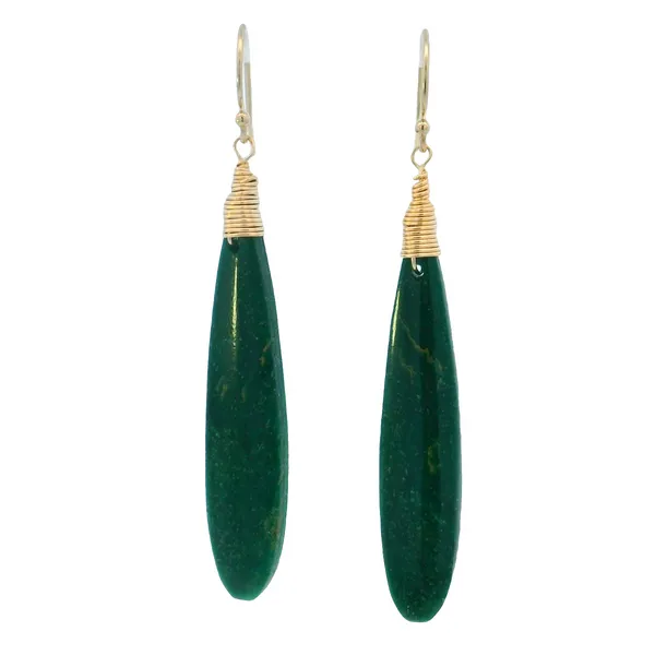 14KYGold Filled African Green Jade Dangle Earrings Erica DelGardo Jewelry Designs Houston, TX