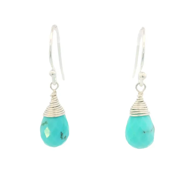 Sterling Silver Wire Wrapped Turquoise Earrings Erica DelGardo Jewelry Designs Houston, TX