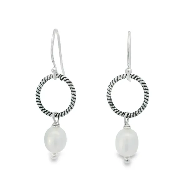 Sterling Silver Twisted Loop Earrings with Pearl Dangles Erica DelGardo Jewelry Designs Houston, TX