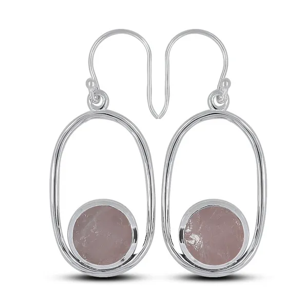Sterling Silver Rough Rose Quartz Earrings Erica DelGardo Jewelry Designs Houston, TX