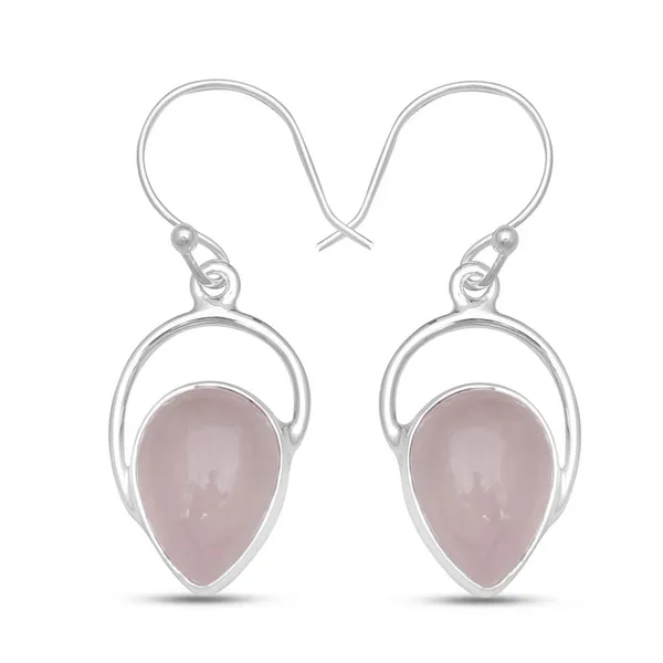 Sterling Silver Pear Shaped Rose Quartz Earrings Erica DelGardo Jewelry Designs Houston, TX