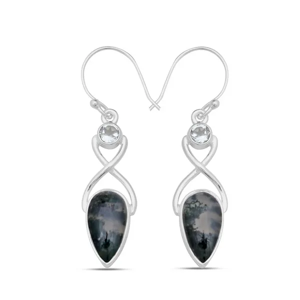 Sterling Silver Moss Agate & Green Amethyst Dangle Earrings Erica DelGardo Jewelry Designs Houston, TX