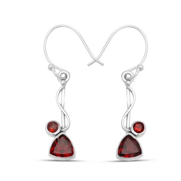 Sterling Silver Garnet Small Dangle Earrings Erica DelGardo Jewelry Designs Houston, TX