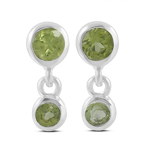 Sterling Silver 2-Bezel Peridot Stud Earrings Erica DelGardo Jewelry Designs Houston, TX